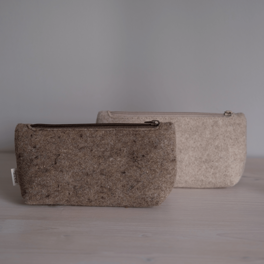 Etui gerecycled wolvilt - taupe