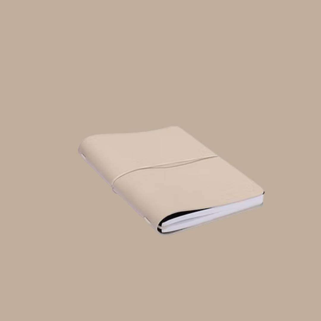 Refillable notebook M - vegan leather - beige/sand color