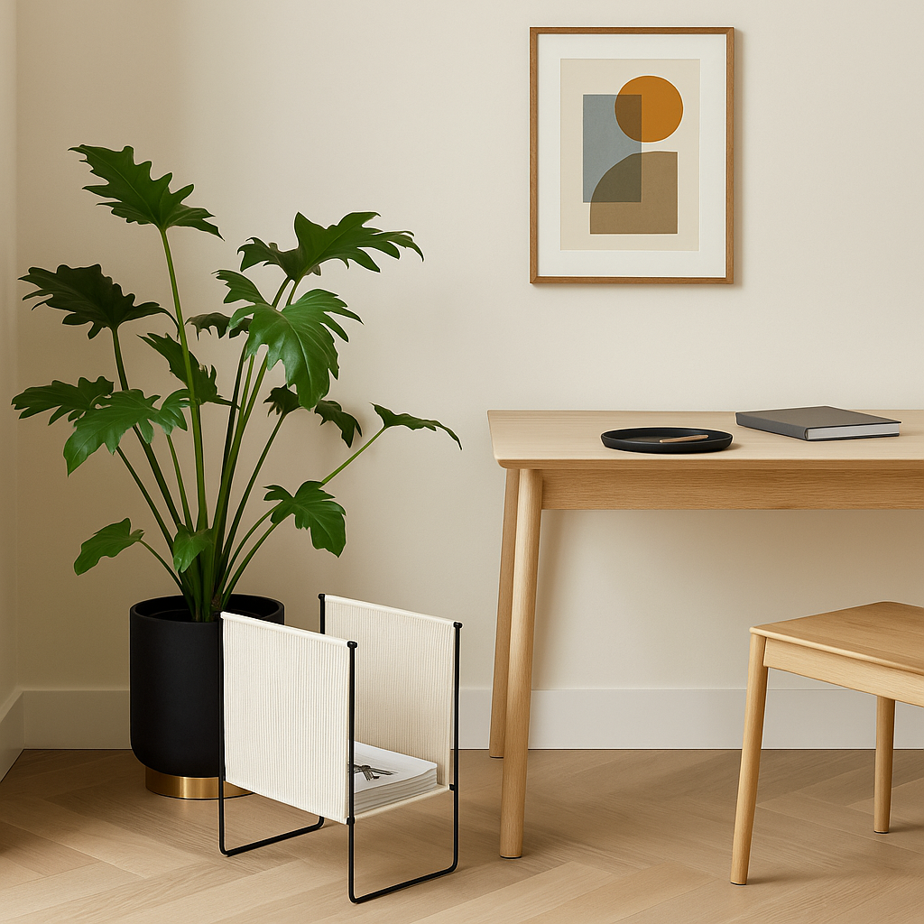Hübsch String Magazine Holder – Minimalistisch tijdschriftenrek in zwart/wit