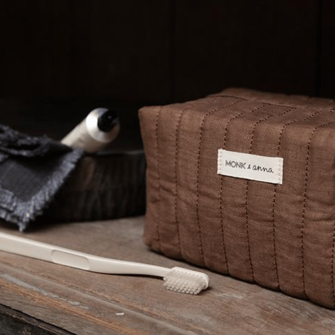 Toilettasje / make-up tasje - padded - oak