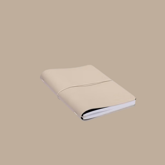 Hervulbaar notitieboek M - vegan leather - beige / zandkleuring