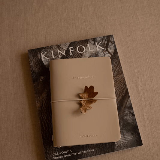 Hervulbaar notitieboek M - vegan leather - beige / zandkleuring / stone