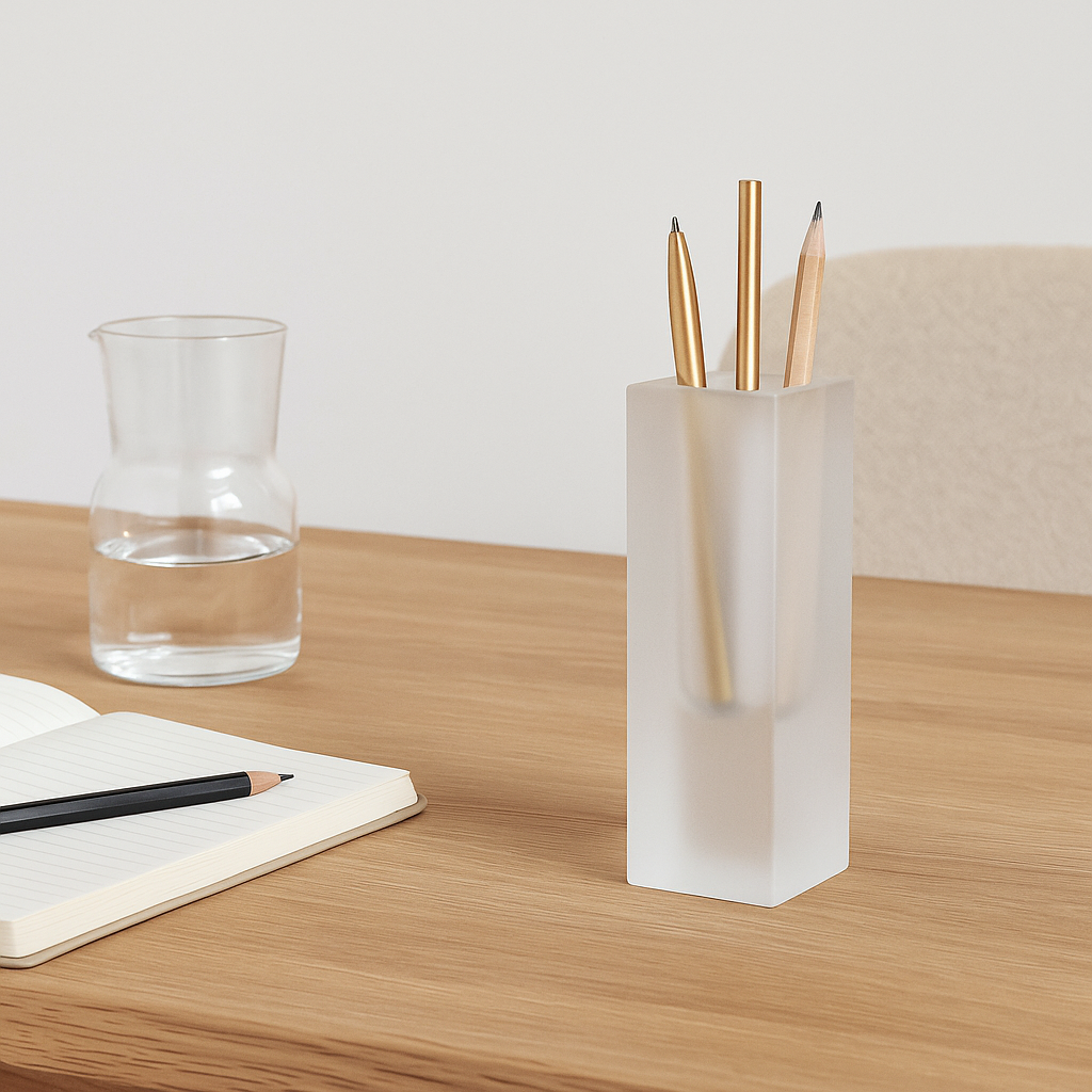 Hübsch Block Vase Slim Frosted – Design vaas of luxe pennenhouder