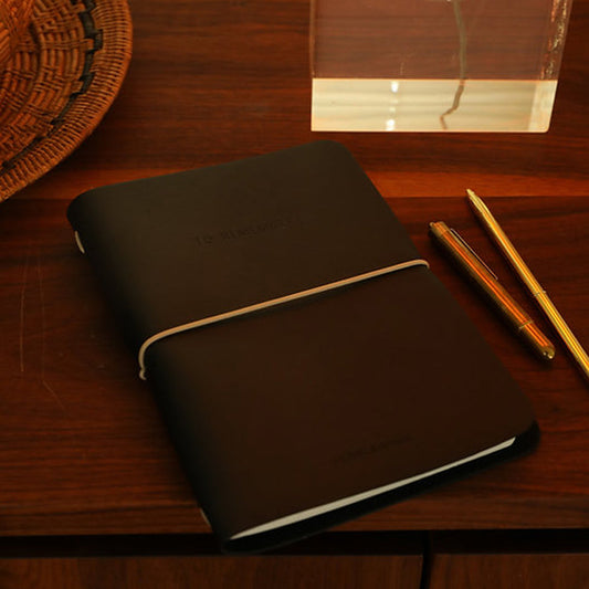 Refillable notebook M - vegan leather - dark brown