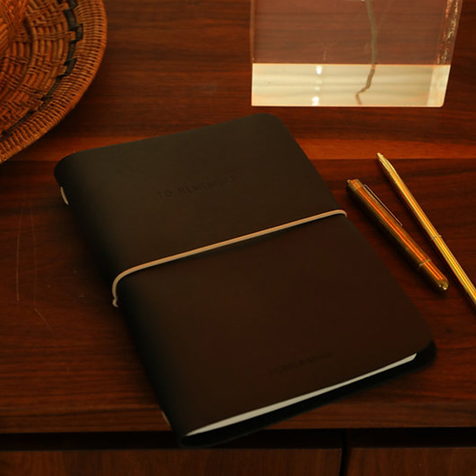 Hervulbaar notitieboek / notebook M - vegan leather - donkerbruin