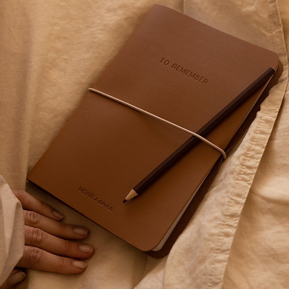 Hervulbaar notitieboek / notebook M - vegan leather - lichtbruin
