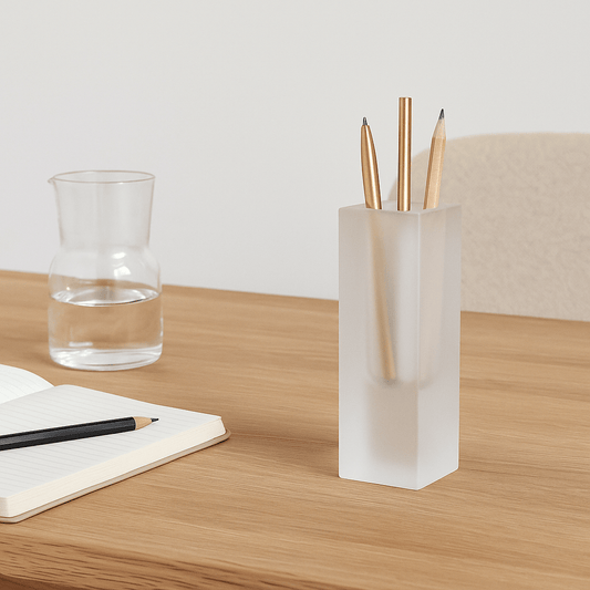 Design pennenhouder & vaas - Hübsch Block Vase Slim Frosted - Vaas - The Perfect Desk