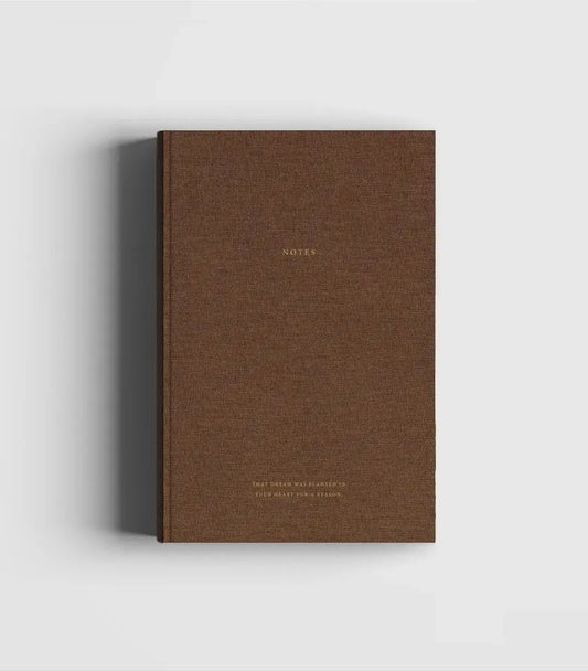 Notitieboek bruin linnen met gouden details