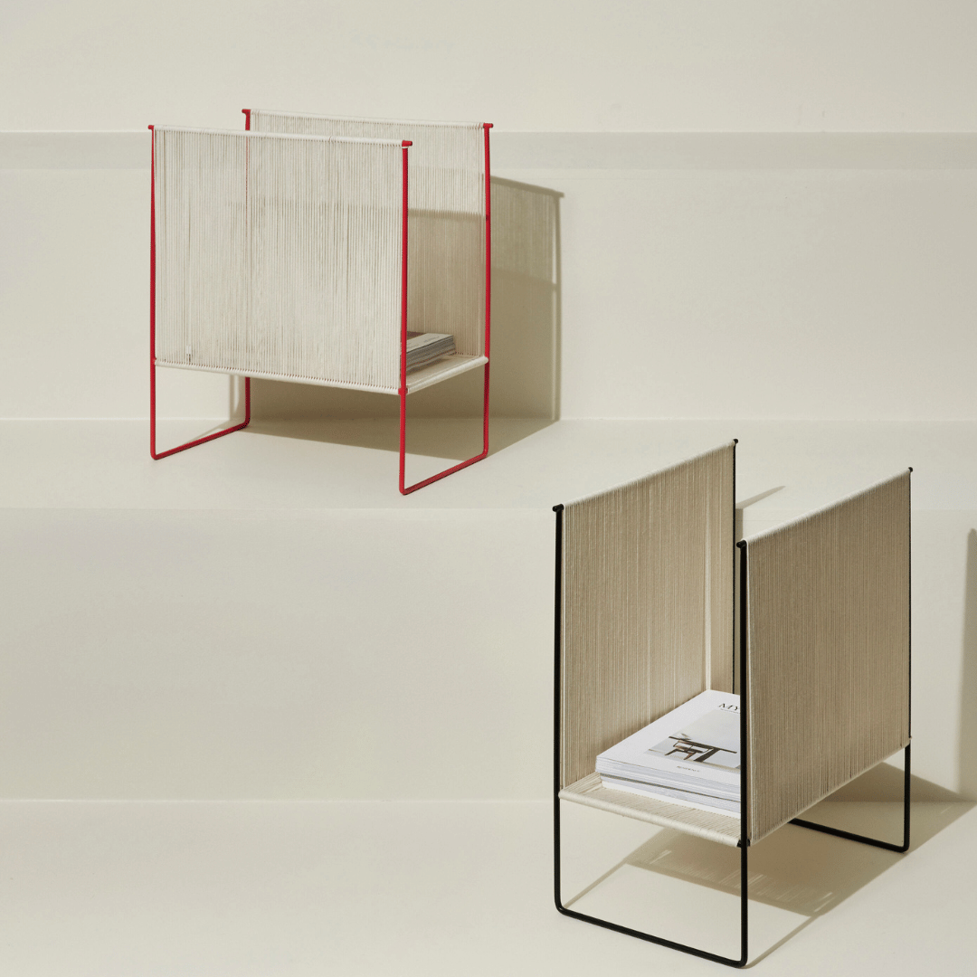 Hübsch String Magazine Holder – Minimalistisch tijdschriftenrek in zwart/wit - Opberger - The Perfect Desk