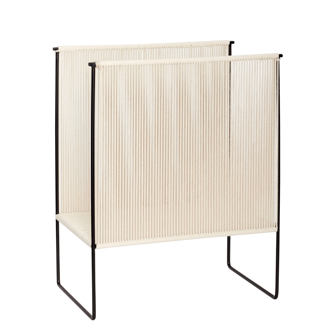 Hübsch String Magazine Holder – Minimalistisch tijdschriftenrek in zwart/wit - Opberger - The Perfect Desk