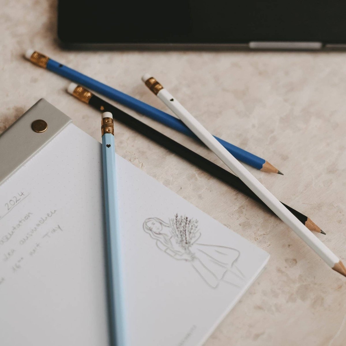 Potloodset - blauw - 4 - delig set - Potloden - The Perfect Desk